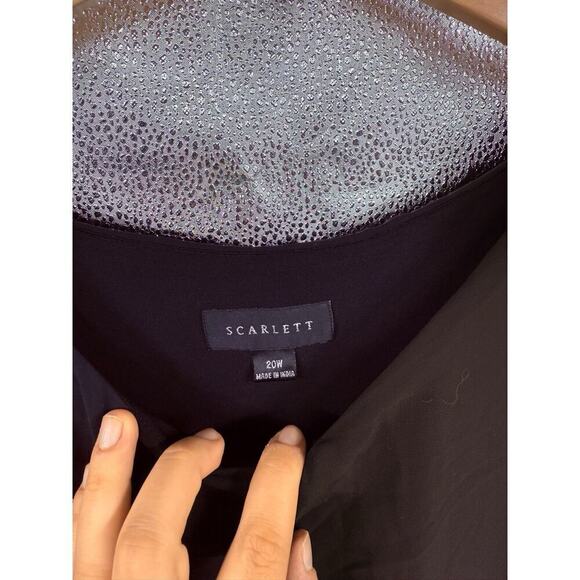 Scarlett Black Pleated Sheer Formal Evening Dress Blouson Chiffon Womens 20W - Picture 5 of 7